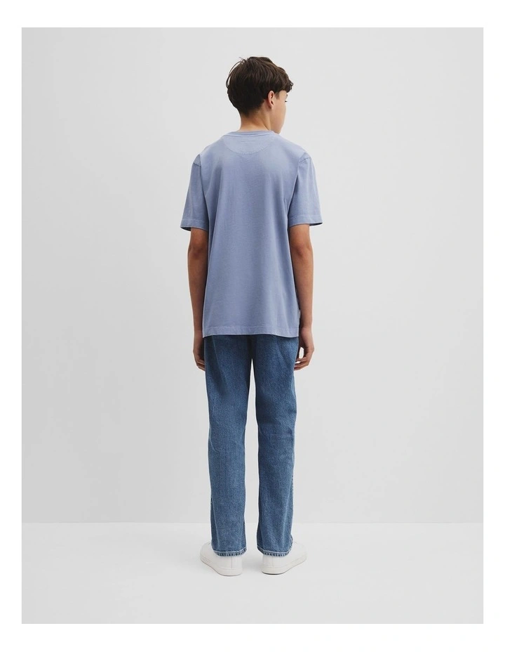Teen Verified Australian Cotton Heritage Oversized T-shirt in Slate Blue image 4