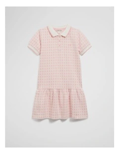 Organically Grown Cotton Polo T-shirt Dress in Blush Pink