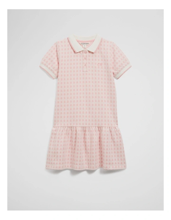 Organically Grown Cotton Polo T-shirt Dress in Blush Pink image 1