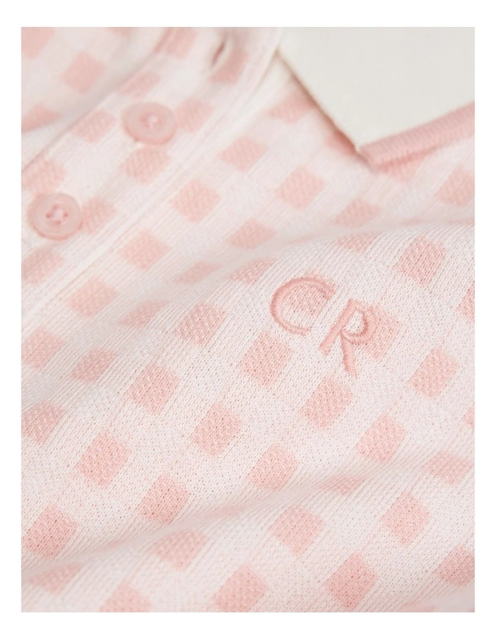 Organically Grown Cotton Polo T-shirt Dress in Blush Pink image 2