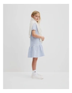 Organically Grown Cotton Polo T-shirt Dress in Bluebell