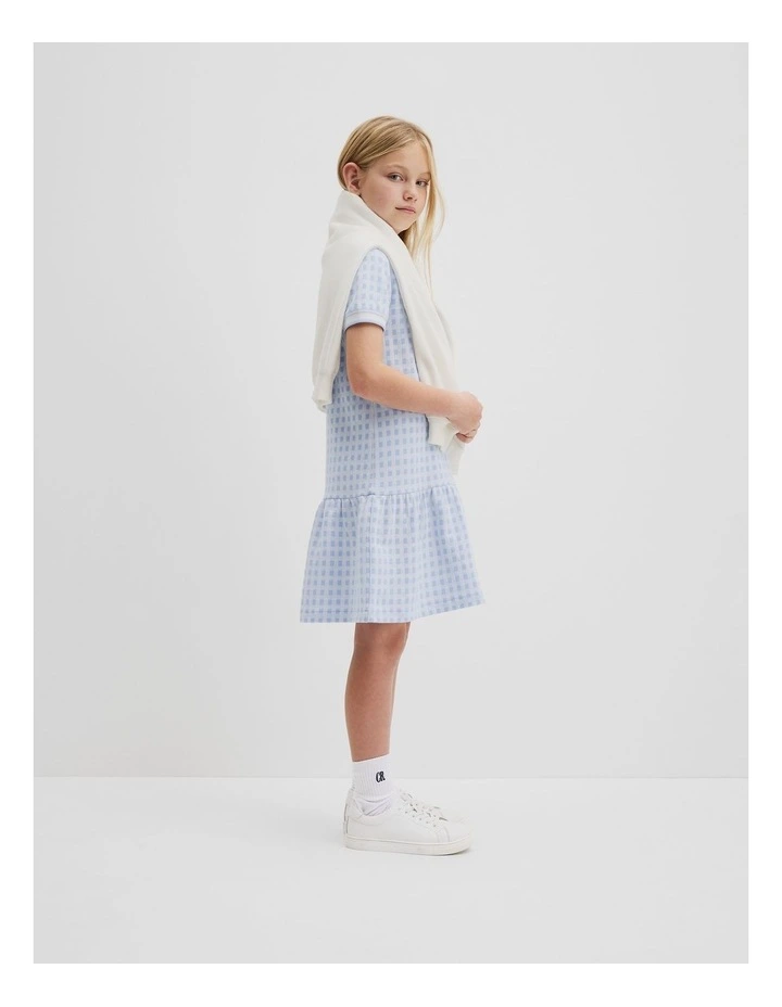 Organically Grown Cotton Polo T-shirt Dress in Bluebell image 1