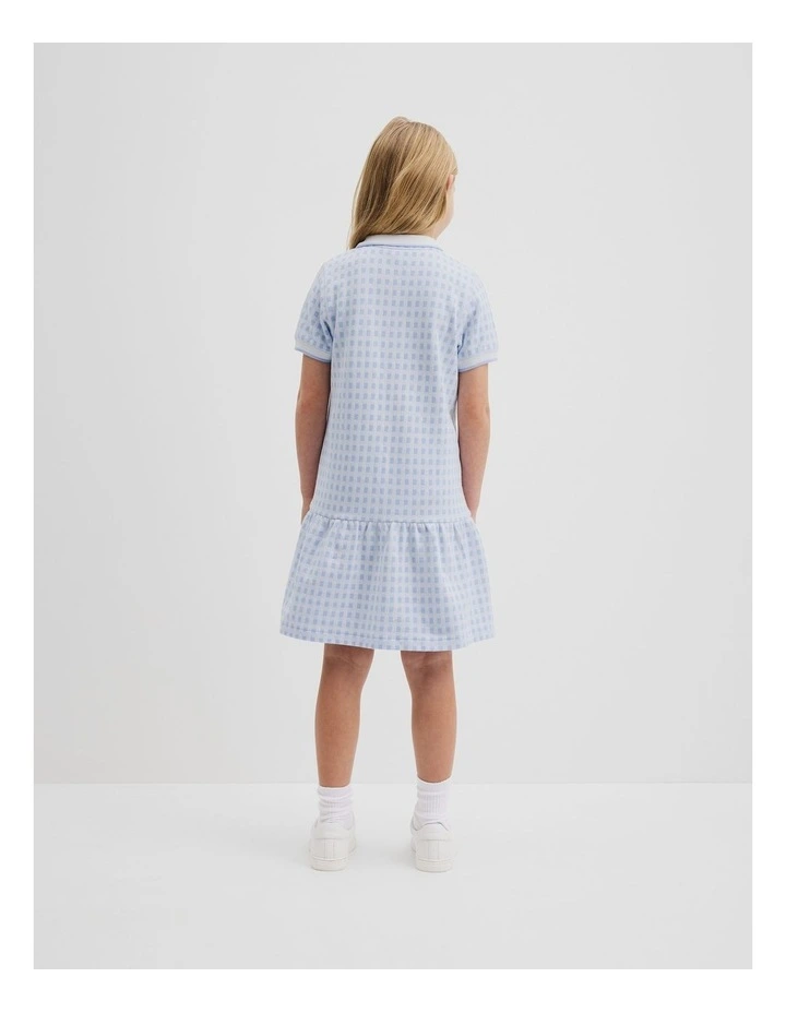 Organically Grown Cotton Polo T-shirt Dress in Bluebell image 3