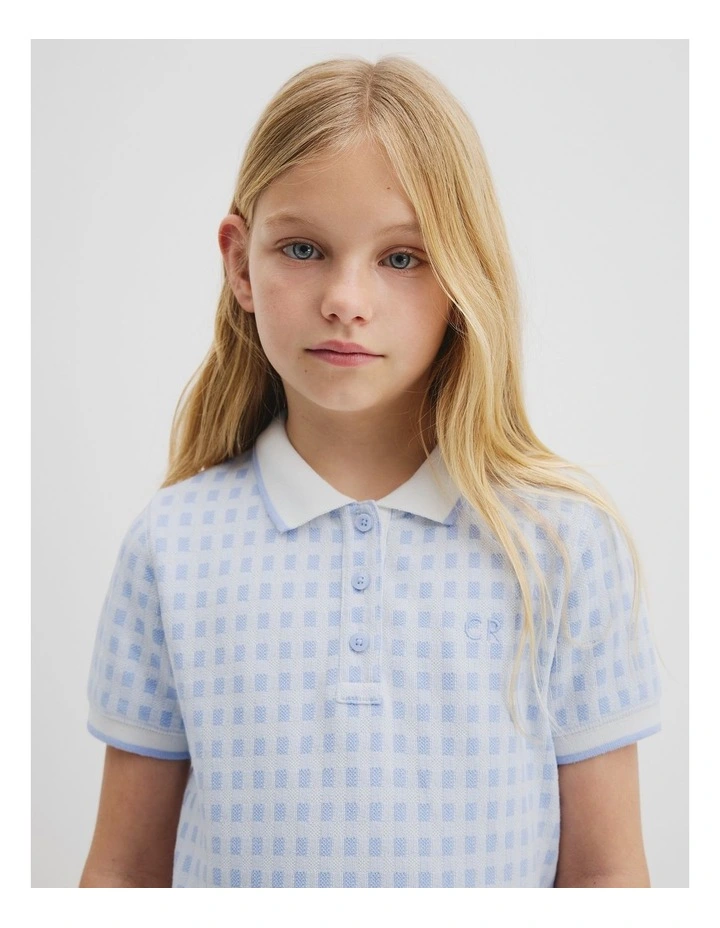 Organically Grown Cotton Polo T-shirt Dress in Bluebell image 4