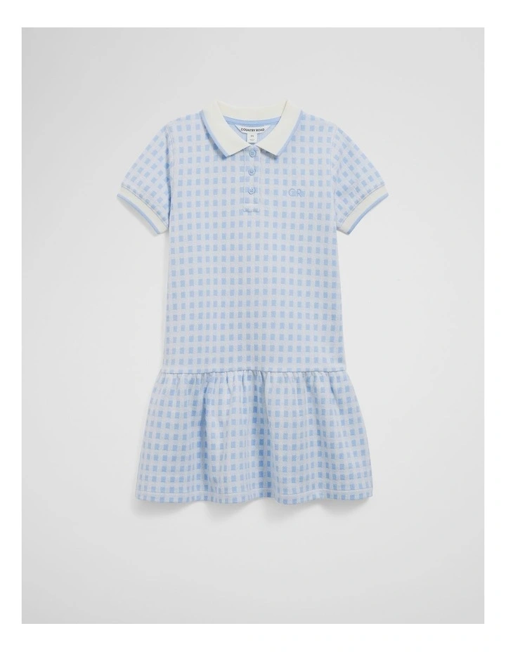 Organically Grown Cotton Polo T-shirt Dress in Bluebell image 5