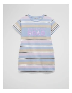 Organically Grown Cotton T-shirt Logo Dress in Bluebell Multi