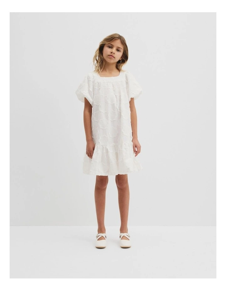 Embroidered Floral Mini Dress in Marshmallow image 1