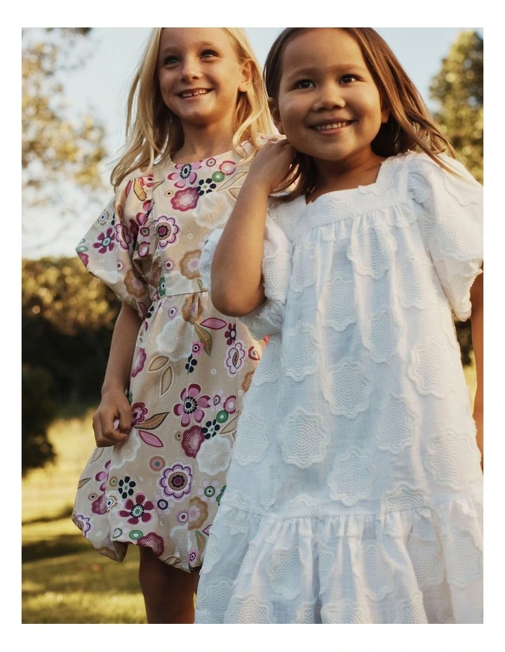 Embroidered Floral Mini Dress in Marshmallow image 2