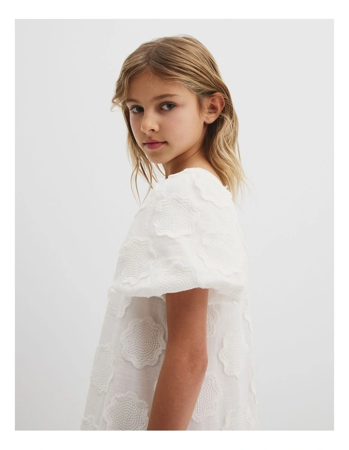 Embroidered Floral Mini Dress in Marshmallow image 4