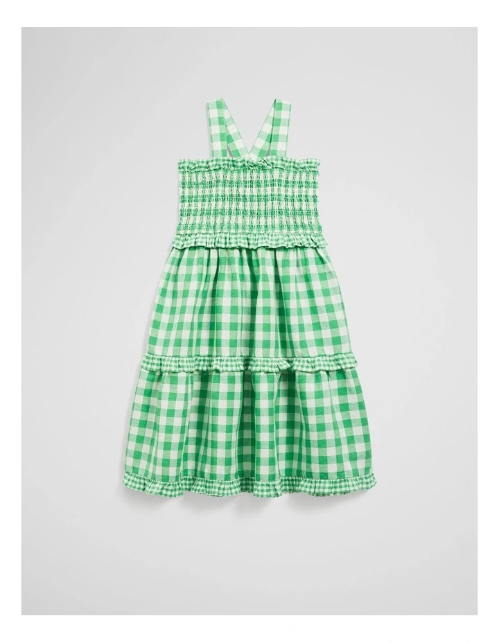 Gingham Midi Dress in Jade Green image 1