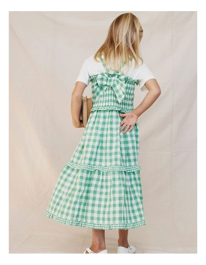 Gingham Midi Dress in Jade Green image 2