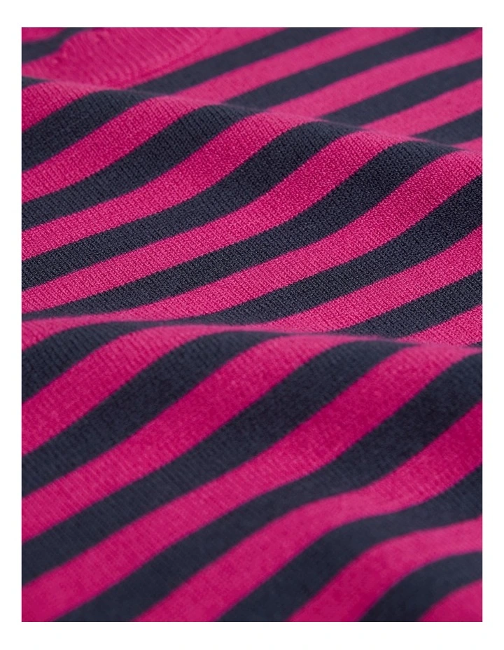 Stripe Knit Top in Raspberry image 2