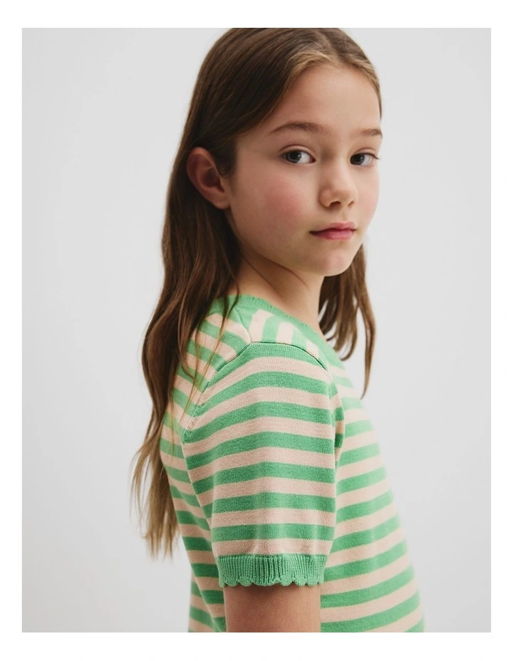 Stripe Knit Top in Jade Green image 2