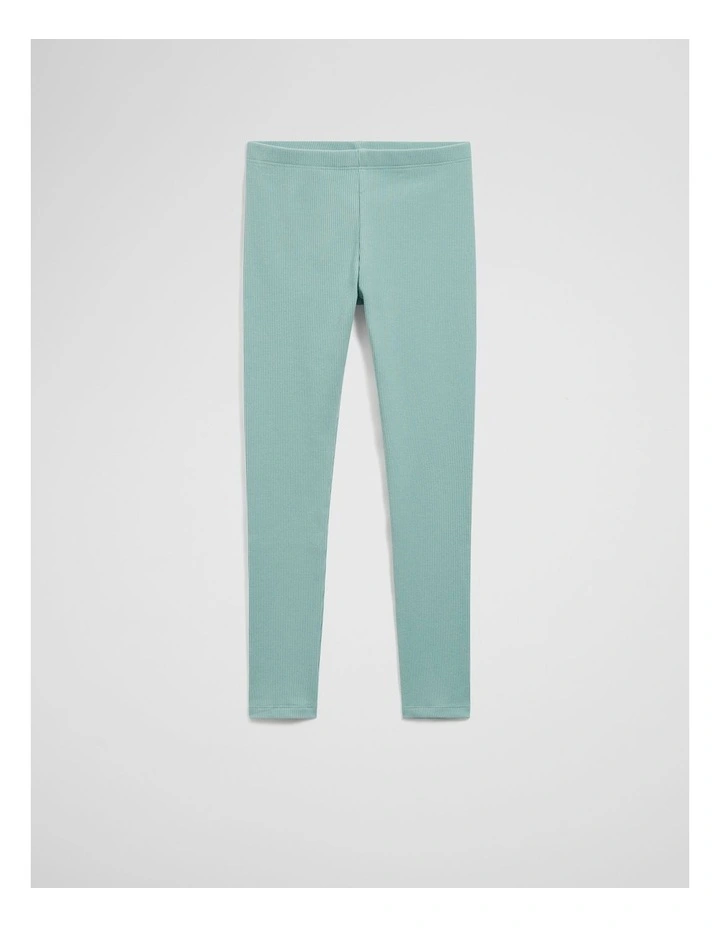 Organically Grown Cotton Blend Solid Rib Legging in Spearmint image 1
