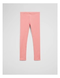 Organically Grown Cotton Blend Solid Rib Legging in Strawberry