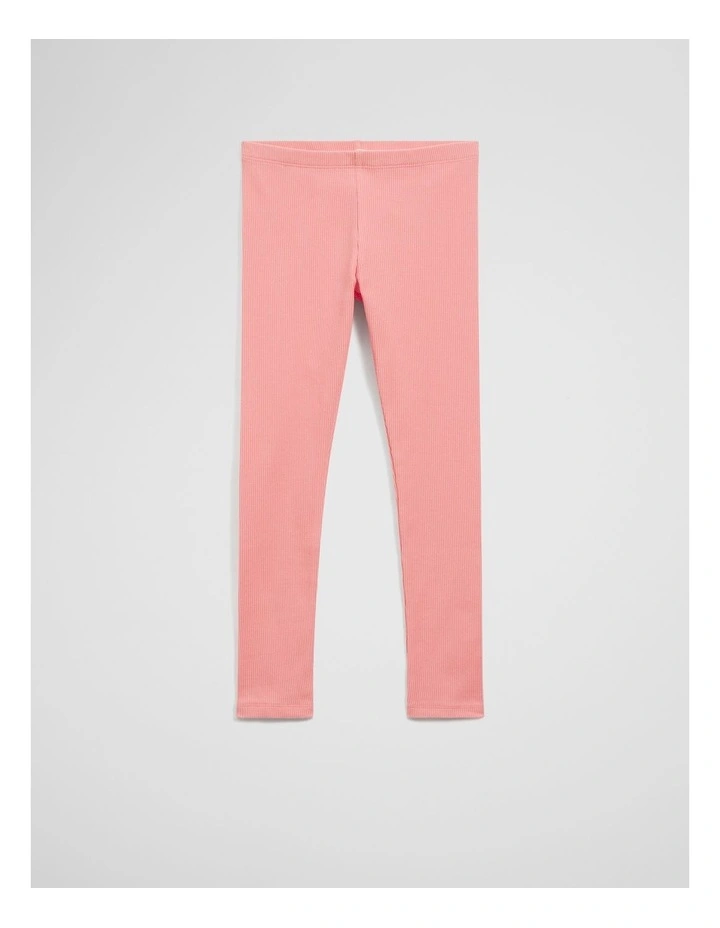 Organically Grown Cotton Blend Solid Rib Legging in Strawberry image 1