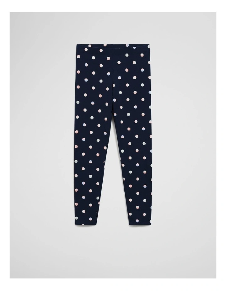 Organically Grown Cotton Blend Spot Legging in French Navy image 1