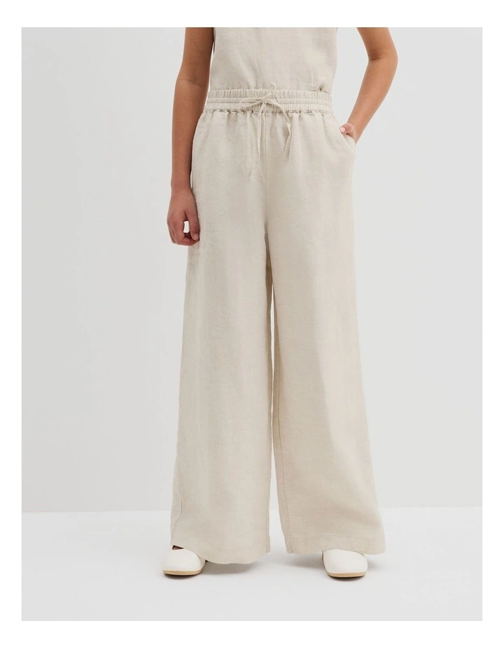 Organically Grown Linen Linen Pull On Pant in Flax image 3