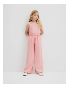 Organically Grown Linen Linen Pull On Pant in Blush Pink