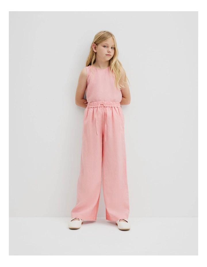 Organically Grown Linen Linen Pull On Pant in Blush Pink image 1