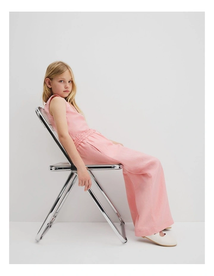 Organically Grown Linen Linen Pull On Pant in Blush Pink image 2