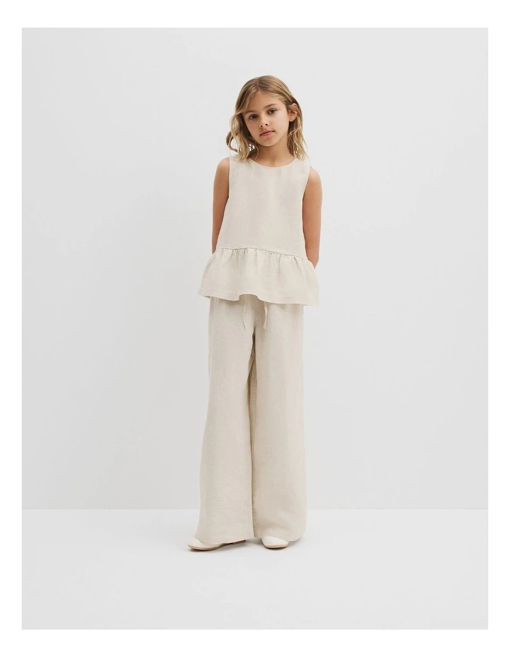 Organically Grown Linen Ruffle Top in Flax image 1