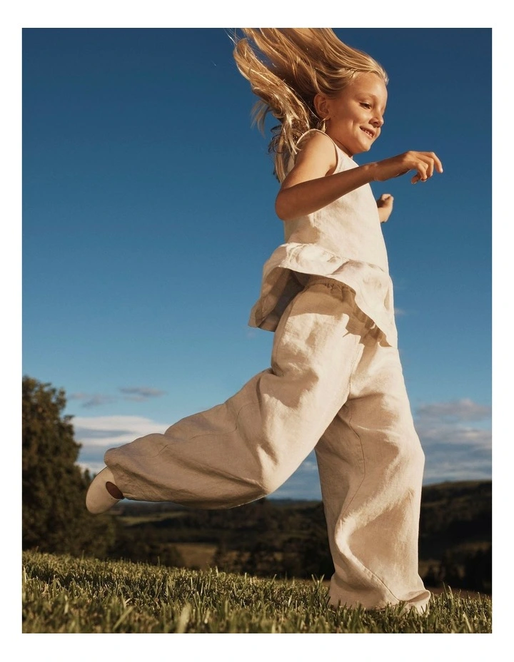 Organically Grown Linen Ruffle Top in Flax image 2