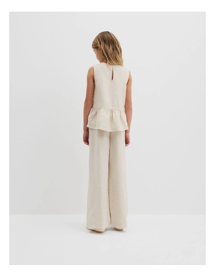 Organically Grown Linen Ruffle Top in Flax image 3