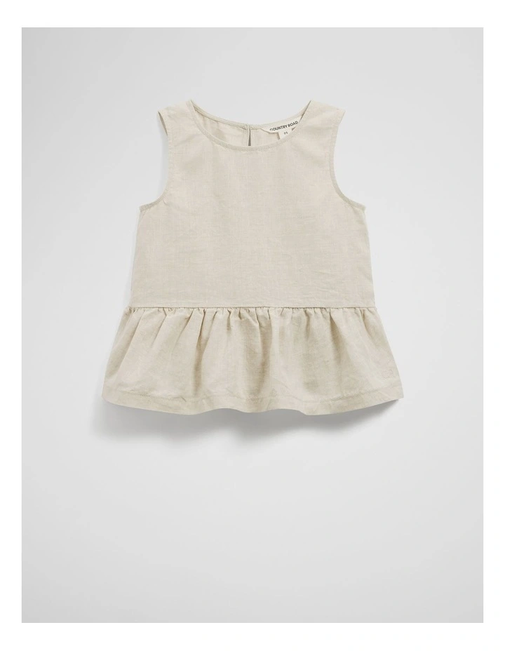 Organically Grown Linen Ruffle Top in Flax image 5