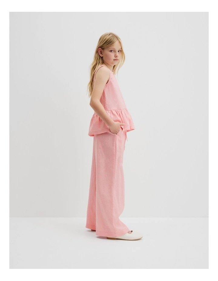 Organically Grown Linen Linen Ruffle Top in Blush Pink image 1
