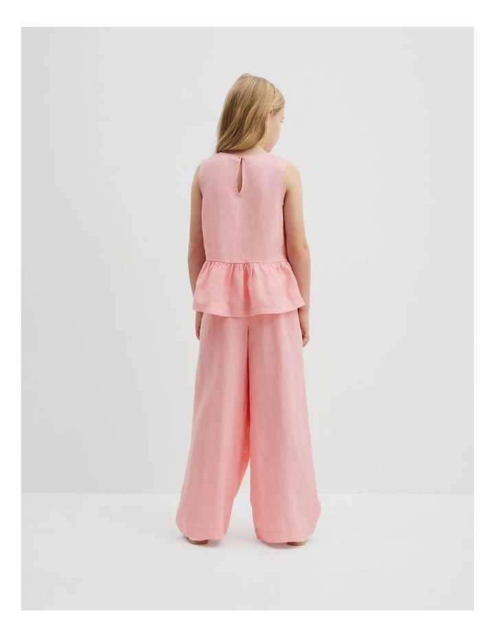 Organically Grown Linen Linen Ruffle Top in Blush Pink image 3