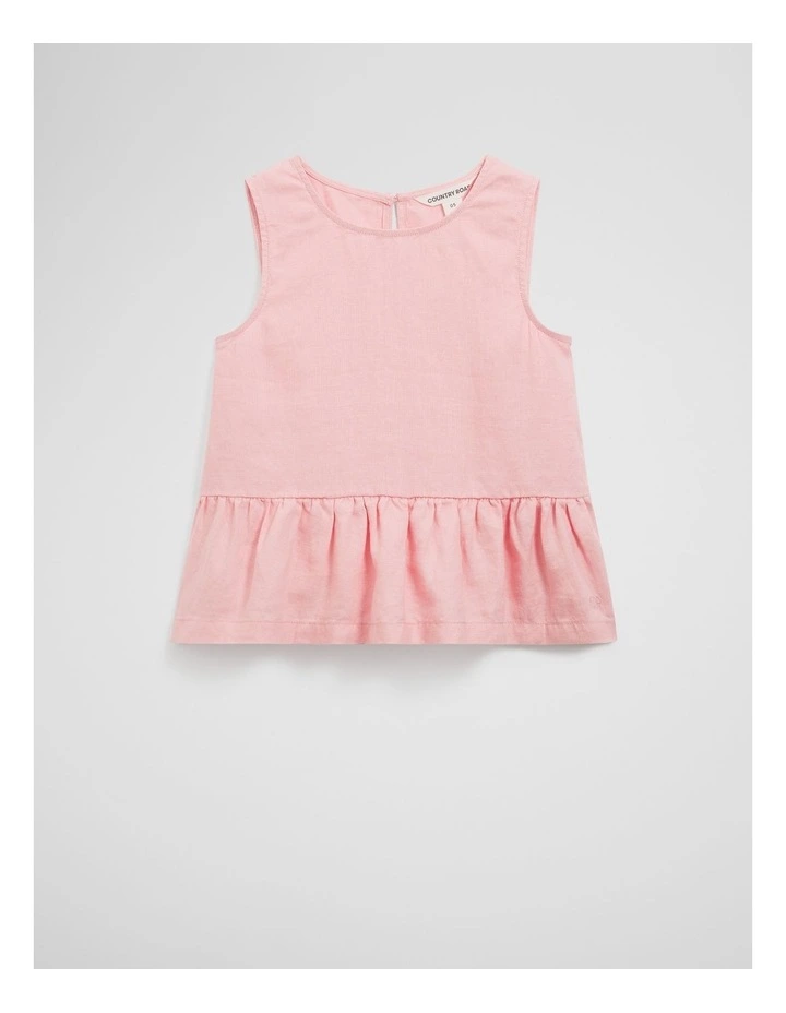 Organically Grown Linen Linen Ruffle Top in Blush Pink image 4