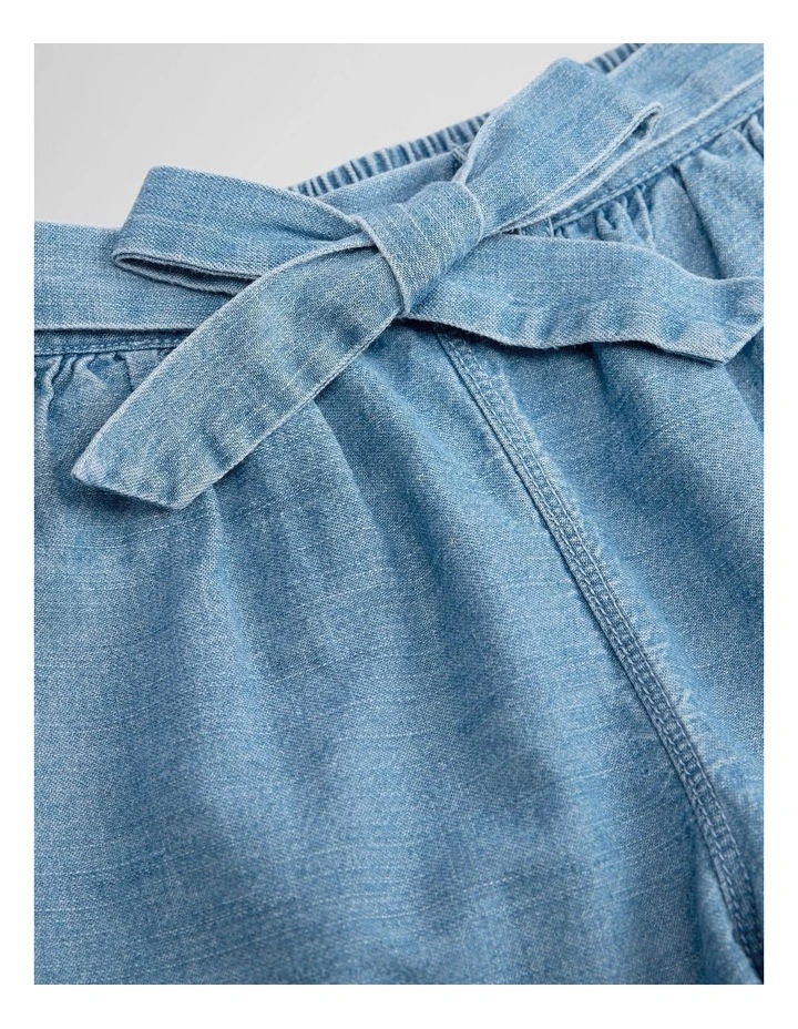 Organically Grown Cotton Denim Broderie Short in Mid Blue Denim image 5