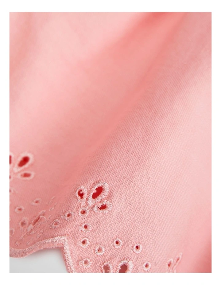 Organically Grown Cotton Denim Broderie Short in Blush Pink image 2