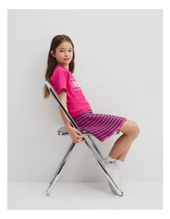 Stripe Knit Skirt in Raspberry