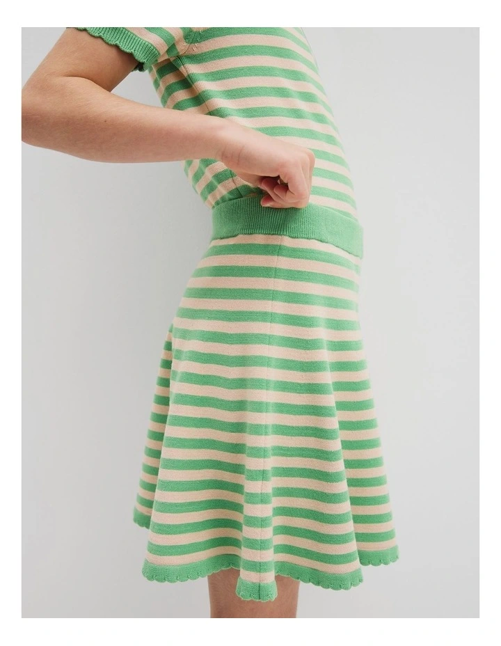 Stripe Knit Skirt in Jade Green image 2