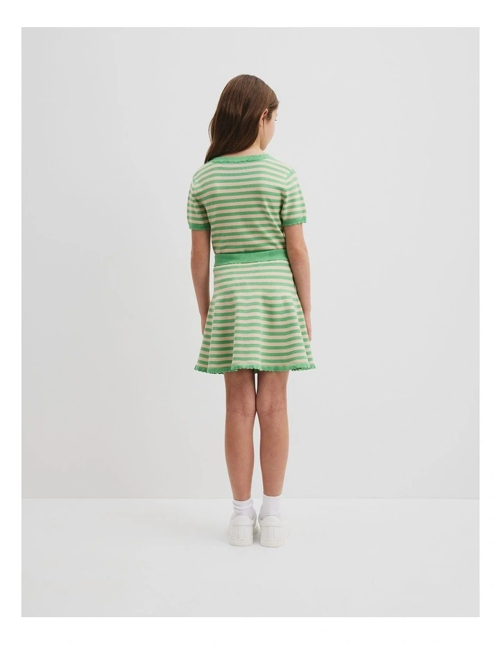 Stripe Knit Skirt in Jade Green image 3