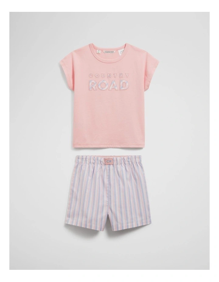 Australian Cotton Logo Boxer Pyjama Set in Blush Pink image 1
