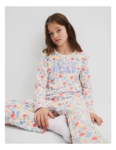 Australian Cotton Floral Frill Pyjama Set in Multi Floral