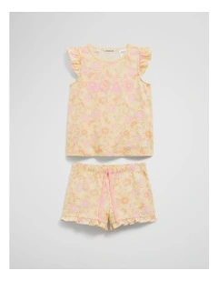 Frill Fruit Pyjama Set in Lemon