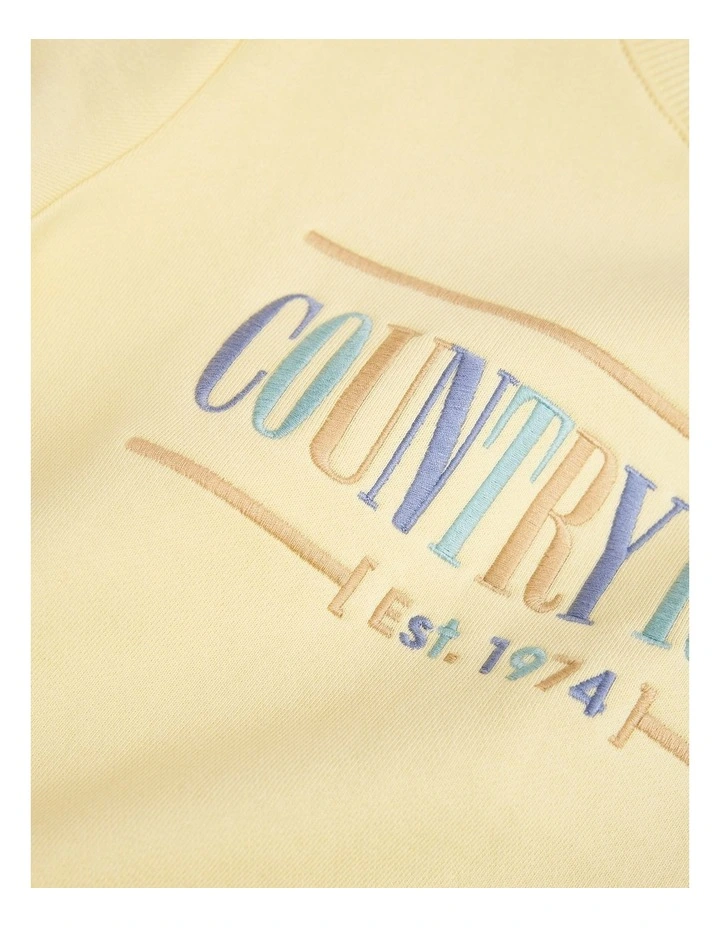 Verified Australian Cotton Heritage Sweat in Lemon Multi image 2