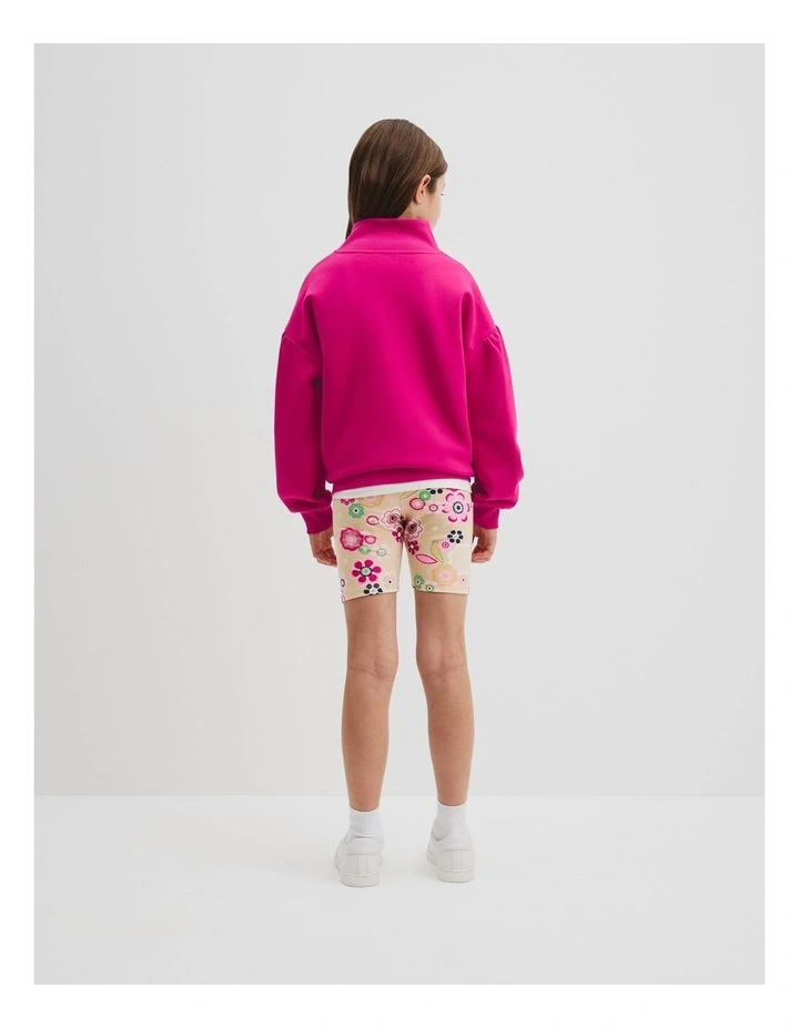 Australian Cotton Blend Sequin Half Zip Sweat in Raspberry image 3