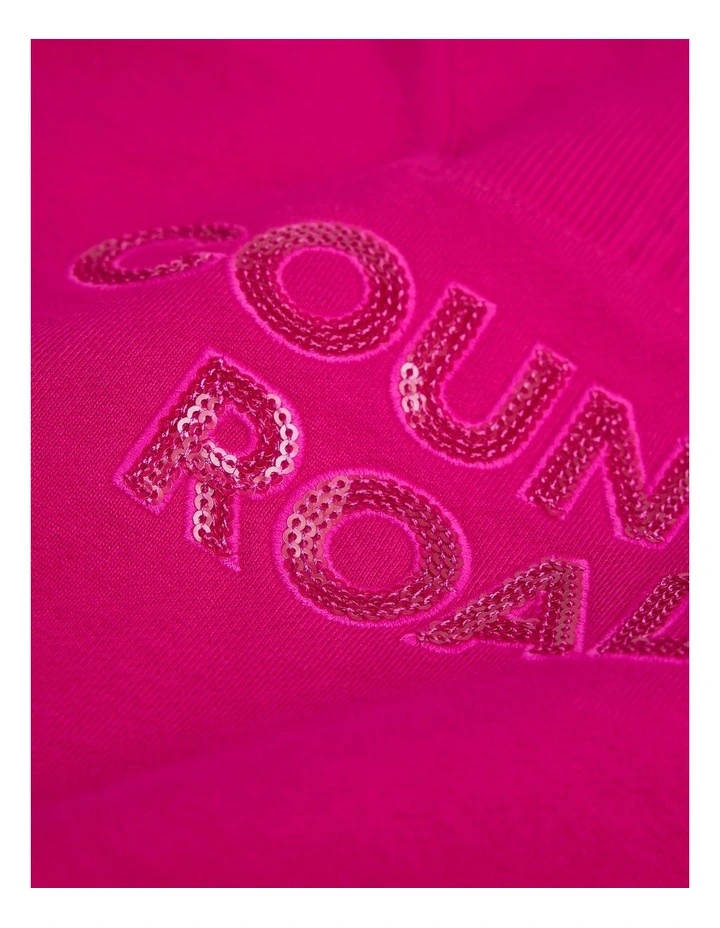 Australian Cotton Blend Sequin Half Zip Sweat in Raspberry image 5