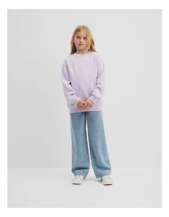 Australian Cotton Oversized Circle Logo Sweat in Lilac