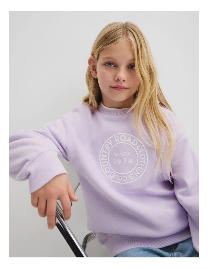 Australian Cotton Oversized Circle Logo Sweat in Lilac image 2