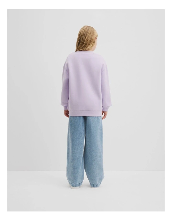 Australian Cotton Oversized Circle Logo Sweat in Lilac image 3