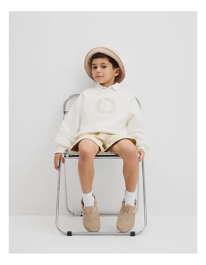 Australian Cotton Oversized Circle Logo Sweat in Marshmallow image 1