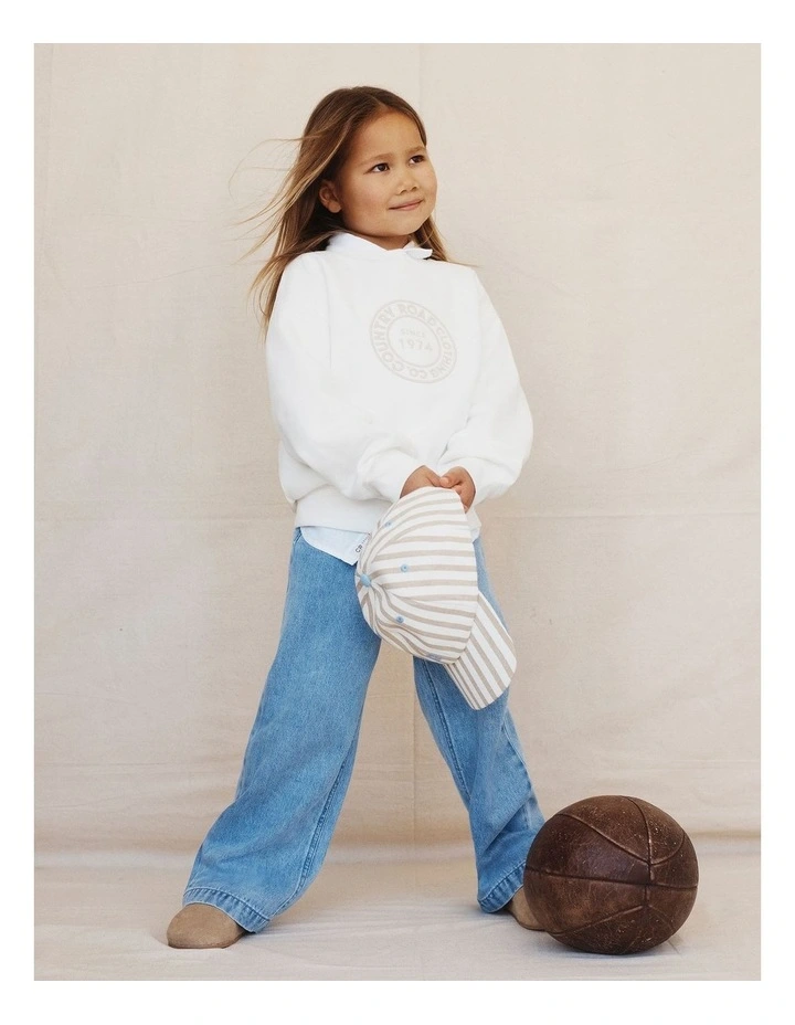 Australian Cotton Oversized Circle Logo Sweat in Marshmallow image 2