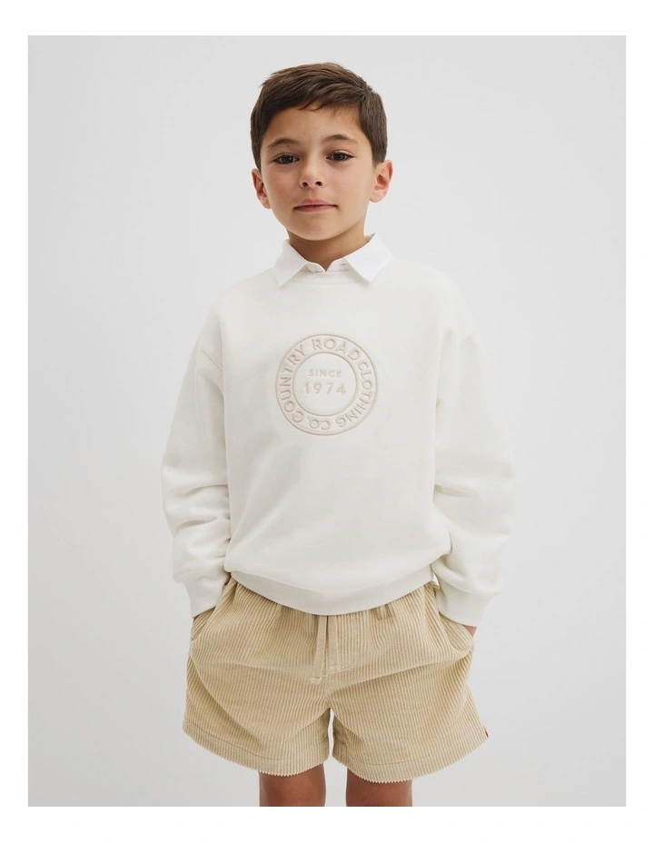 Australian Cotton Oversized Circle Logo Sweat in Marshmallow image 3