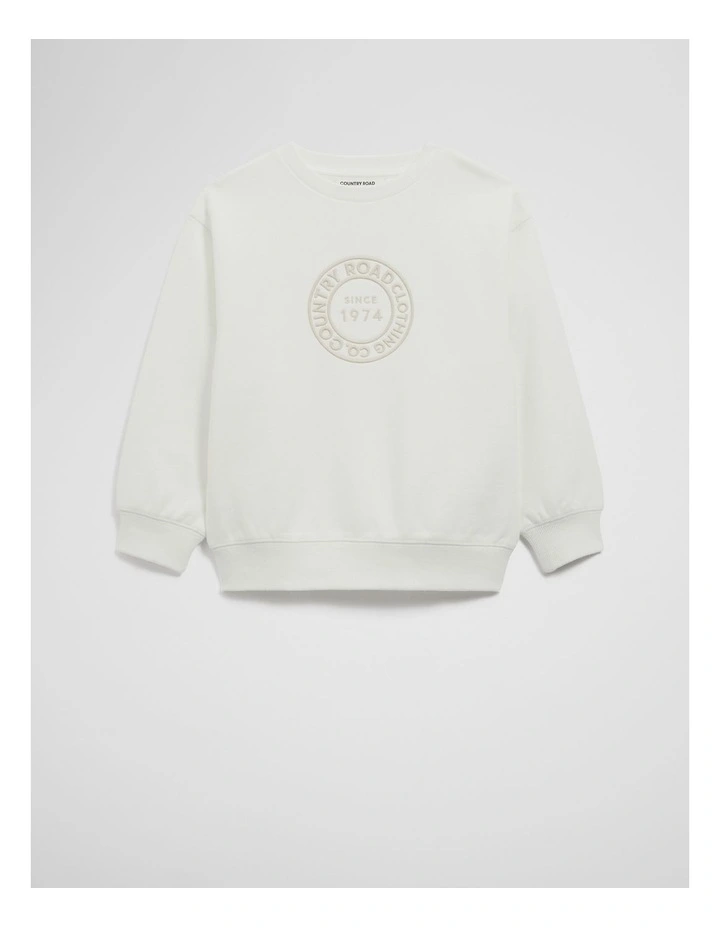 Australian Cotton Oversized Circle Logo Sweat in Marshmallow image 5